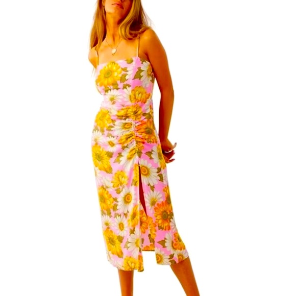 O'NEILL PINK FLORAL MIDI DRESS-XS - Picture 3 of 16